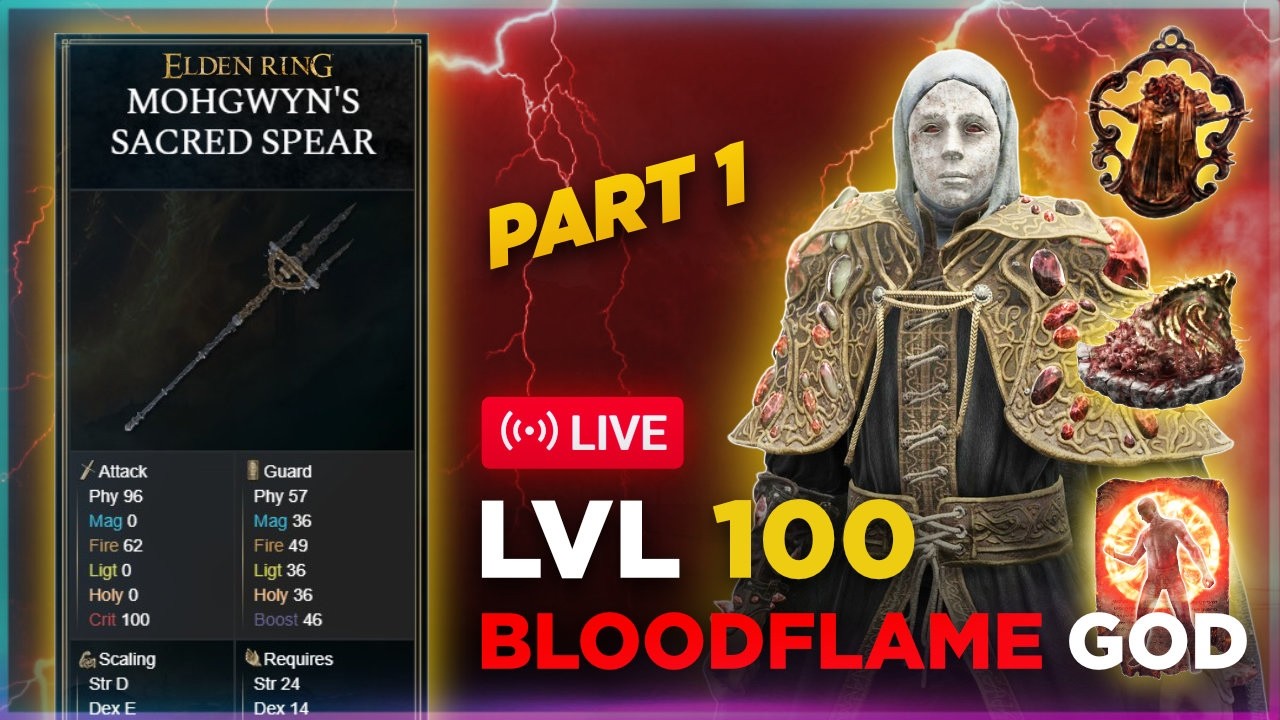 01 / Mohgwyn's Sacred Spear Build Progression, From Level 50 to 100 Elden Ring END GAME Build Guide