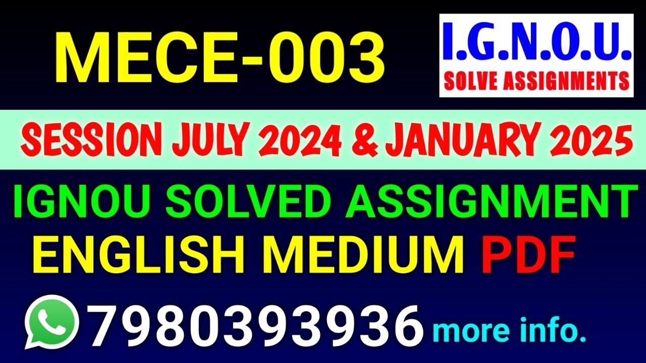 MECE-003 Solved Assignment 2024-25 English, MECE-003 Solved Assignment 24-25, MECE 3 Assignment