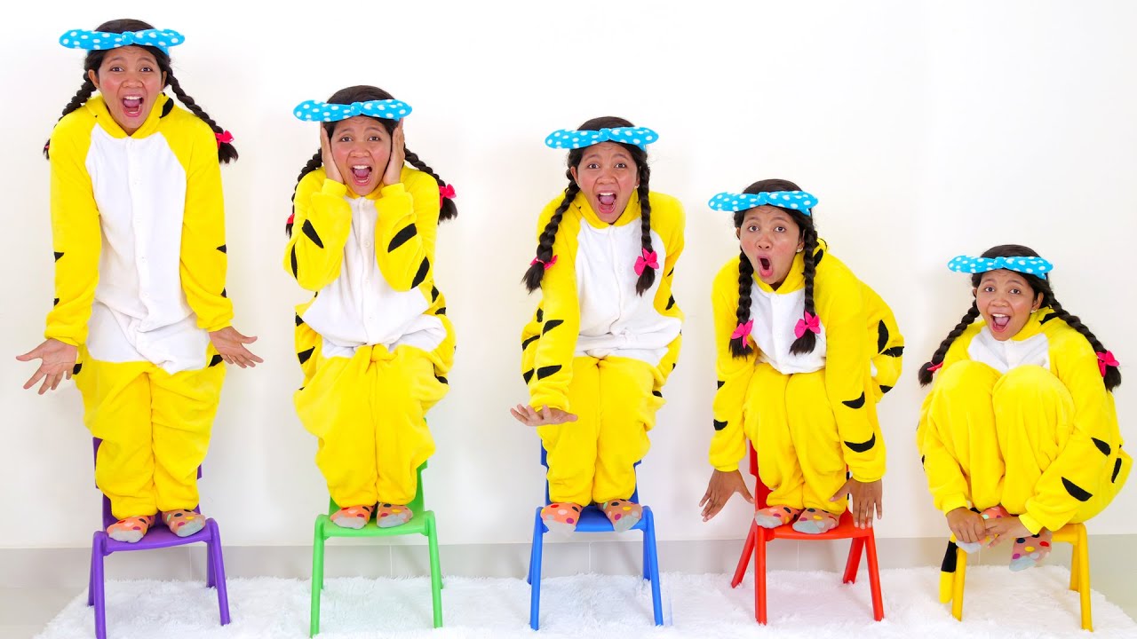 Five Little Children Standing on the Chair | Kids Song with Fruits