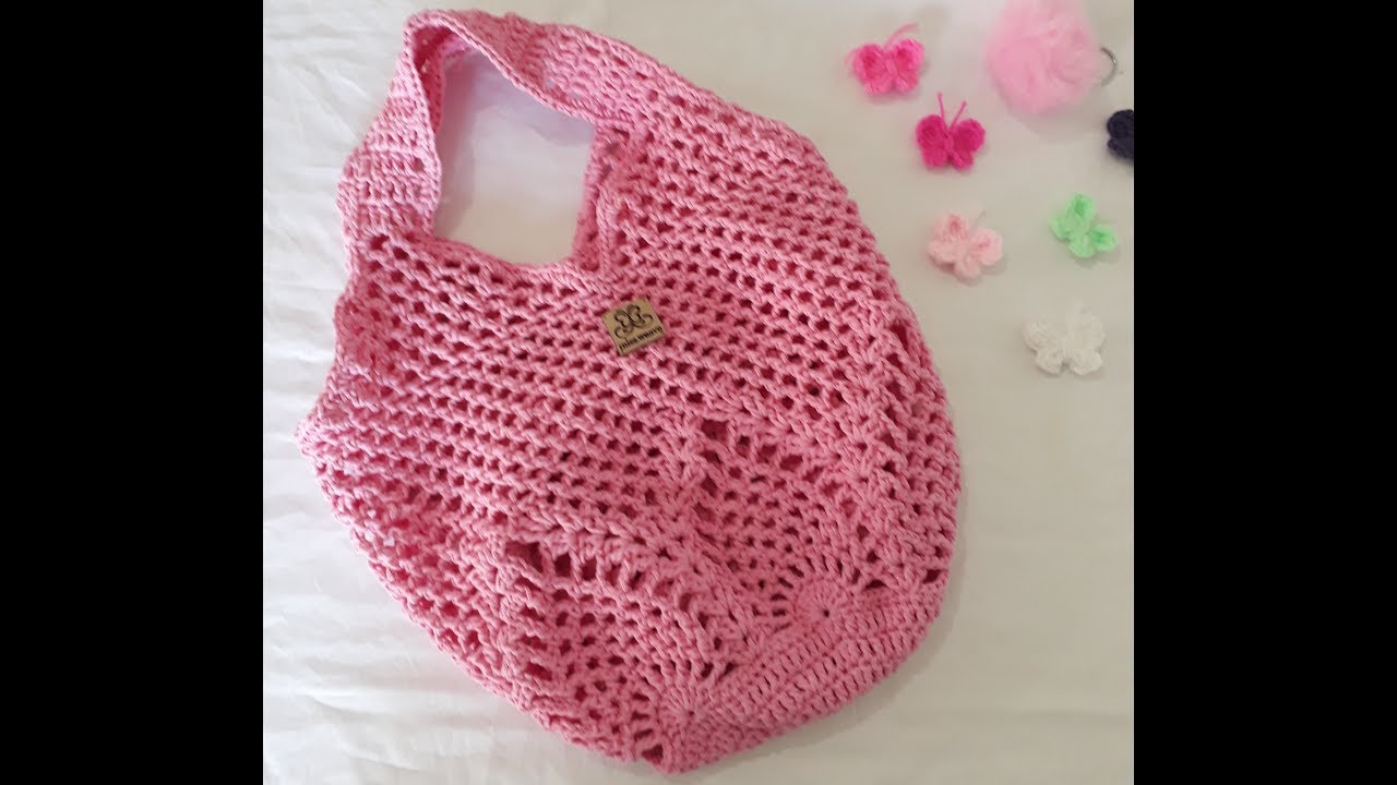 كروشيه شنطة بغرزة الاناناس بخيط المكرمية \ crochet bag