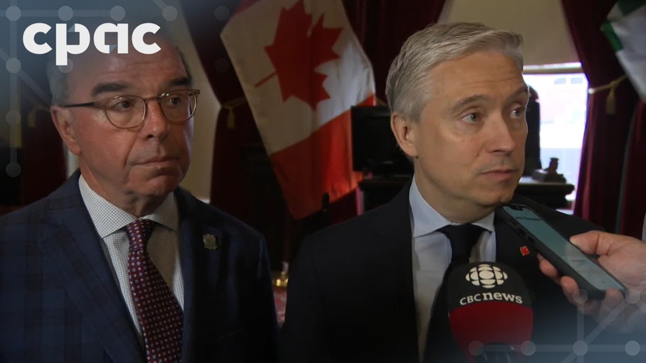 Finance Minister Fran&ccedil;ois-Philippe Champagne speaks with reporters in Charlottetown &ndash; July 14, 2026