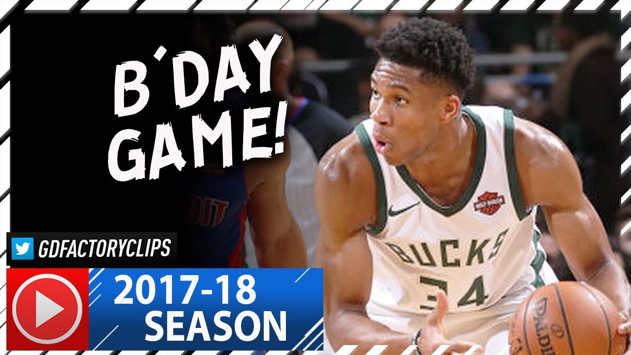 Giannis Antetokounmpo BIRTHDAY Full Highlights vs Pistons (2017.12.06) - 25 Pts, 10 Reb!