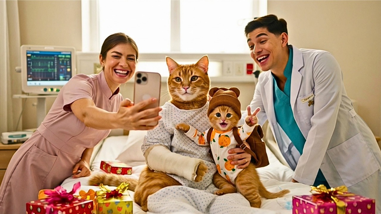 Ginger Kitten Discovers Mom in Hospital with Broken Arm! 😭💔