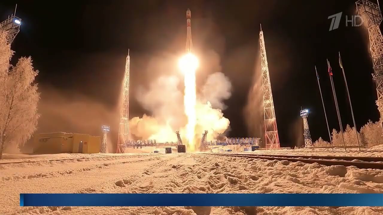 Amazing satellite launch into orbit. Plesetsk cosmodrome.