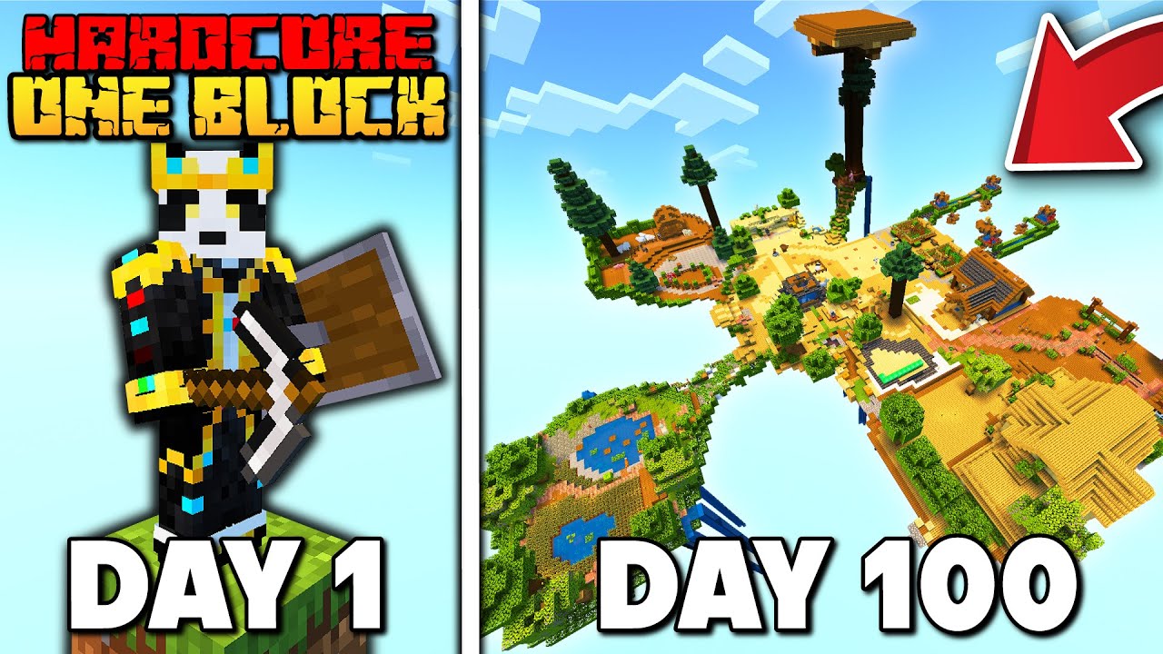 I Survived 100 Days on ONE BLOCK in Minecraft Hardcore