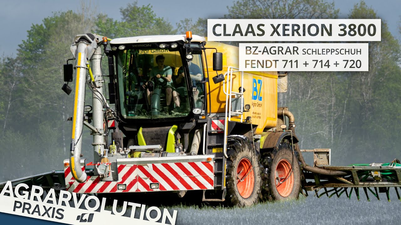 Claas Xerion 3800 Saddle Trac + trailing shoe spreader &bull; Spreading slurry | Agrarvolution Praxis