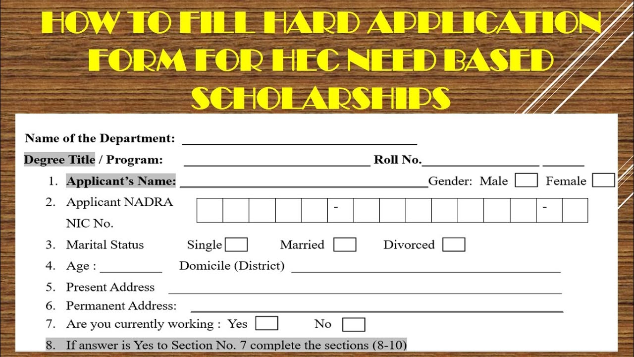 How To Fill Hard Application Form For HEC NEED BASED SCHOLARSHIPS | How To Apply In HEC SCHOLARSHIPS