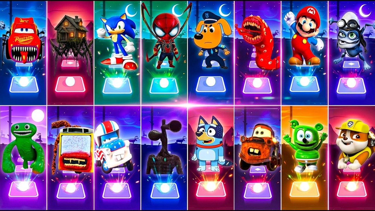MCQUEEN EATER 🆚 THOMAS EXE 🆚 BUS EATER 🆚 SIREN HEAD | Tiles Hop EDM Rush!