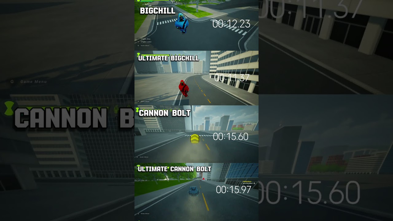 BigChill vs Cannon bolt vs Their Ultimate Forms Speed Test Ben 10 Game #shorts #highrpmshorts #ben10