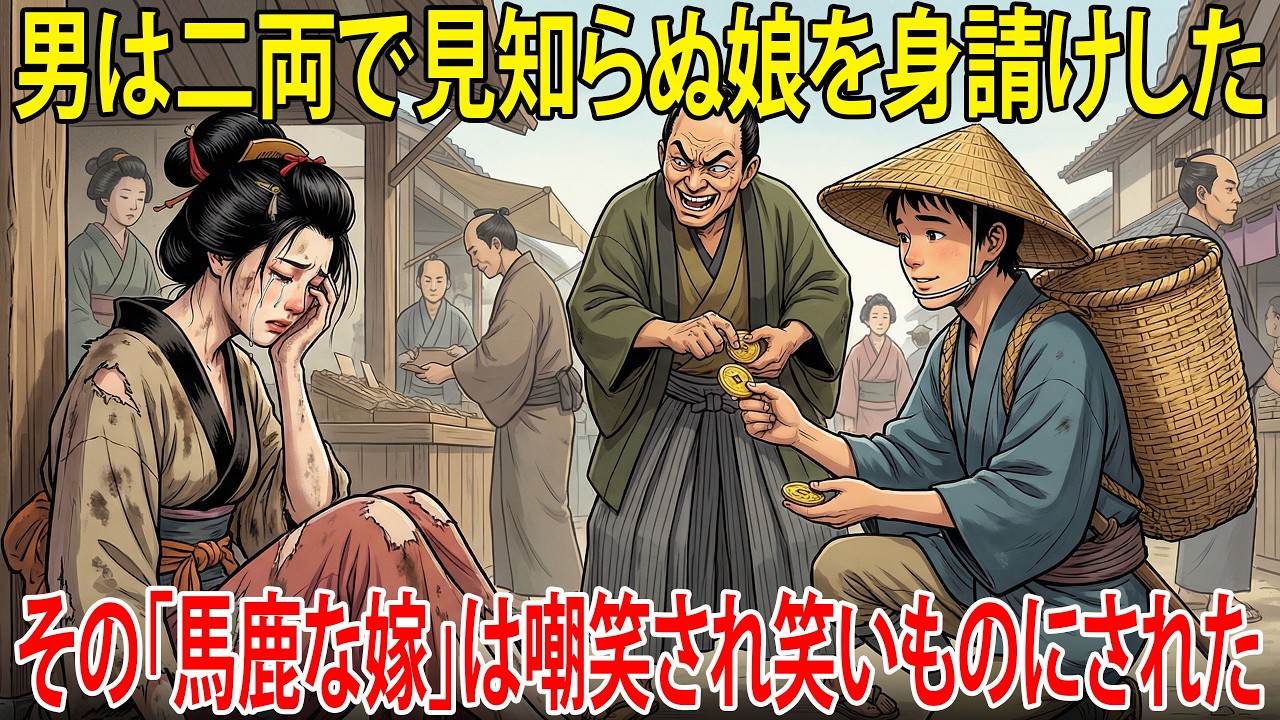 誰も助けないほど惨く打たれていた娘――愚直な若者が、嘲笑されながらも最後の二両を投げ打って身請けした。卑しき身分の二人は、やがて江戸に語り継がれる伝説の夫婦となる｜泣ける話｜民話｜昔話｜