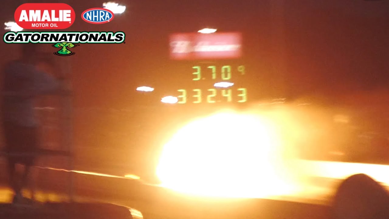 Brittany Force HUGE Top Fuel Dragster Explosion at Night during Q3 at 2024 NHRA Gatornationals