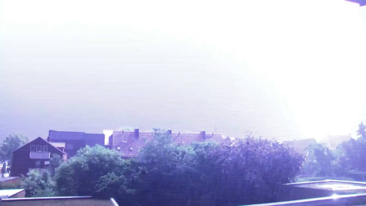 Gewitter über Ahaus 2016 mit Blitzeinschlag im Kirchturm