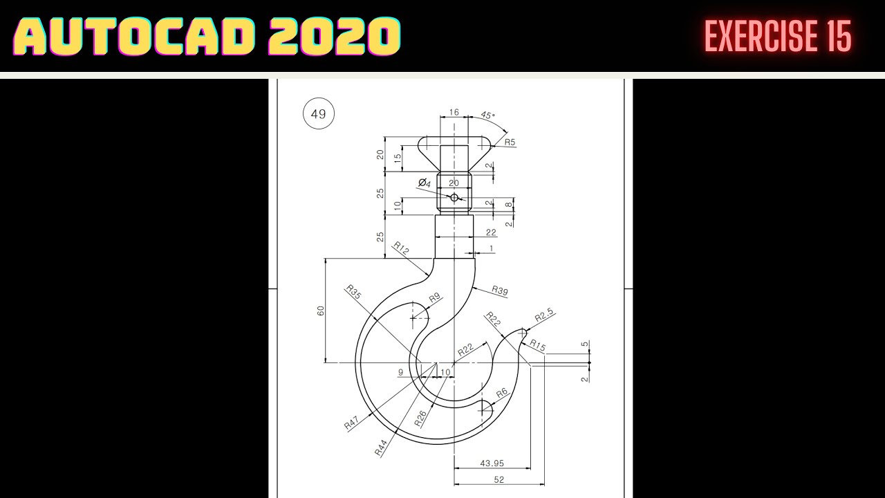 Autocad Kanca Çizimi | Autocad Hook Drawing | Autocad Dibujo de Gancho | Exercise 15