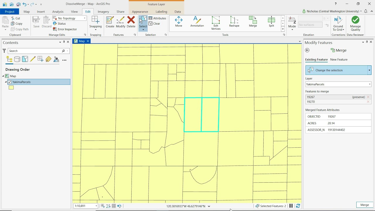 Объединение и слияние географических объектов в ArcGIS Pro