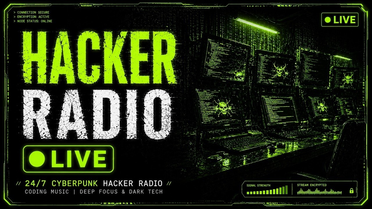 🔴 24/7 Cyberpunk Hacker Radio: Coding Music | Deep Focus & Dark Tech