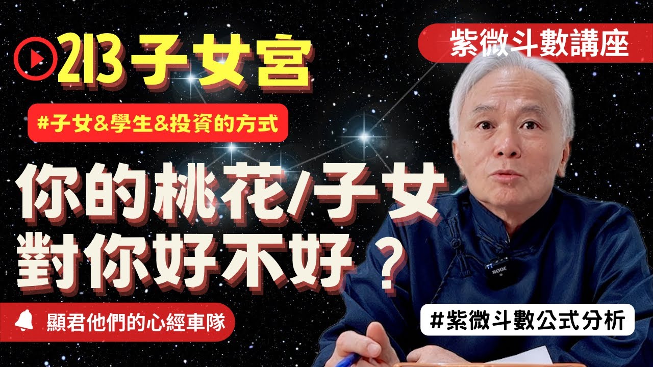 【紫微斗數】子女宮四化！你的桃花與子女對你好不好？子女&學生&投資的方式！紫微斗數同步斷訣真實案例分析！｜EP.213－顯君他們的心經車隊【CC字幕】