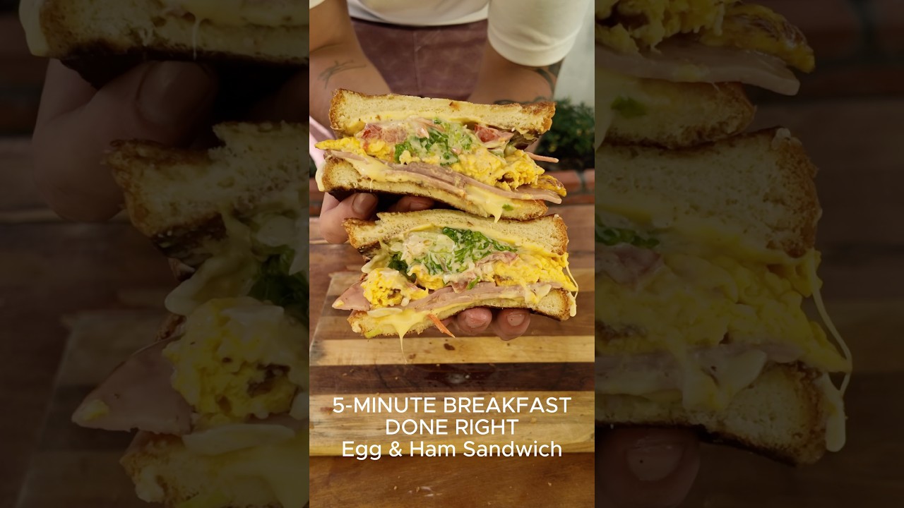 The Perfect 5-Minute Egg & Ham Sandwich #breakfast #breakfastsandwich #recipe