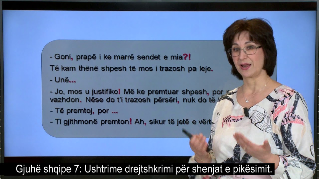 Gjuhë shqipe 7  - Ushtrime drejtshkrimi për shenjat e pikësimit.