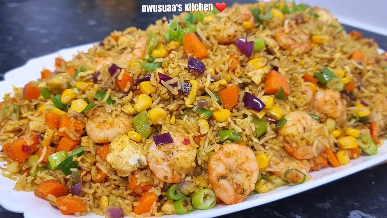 Cook my crowd pleasing Shrimp Fried Rice with me|simple curry fried rice Ghanaian way