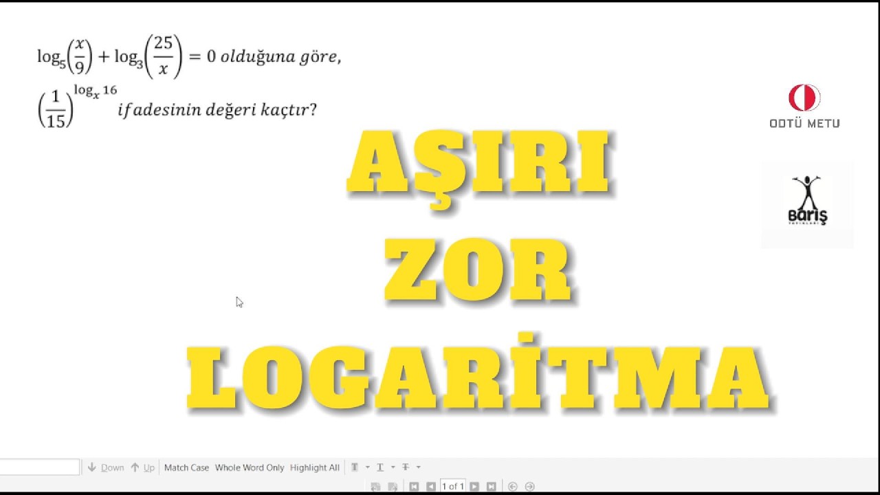 Sert Bir Logaritma Sorusu