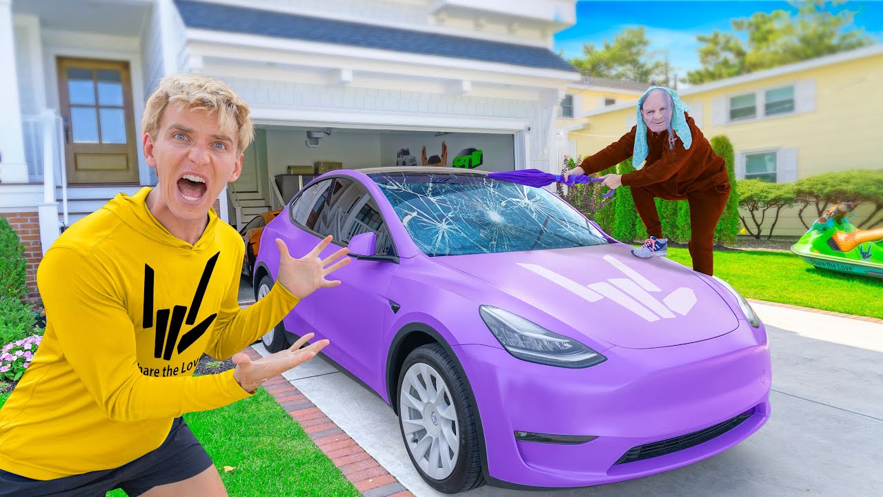 Spotted Old Lady DESTORYING my Tesla!!