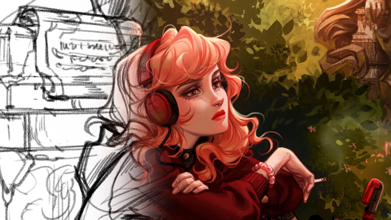 Drawing Character Art With a FULL BACKGROUND // Detailed Process with a bonus self critique 🤓