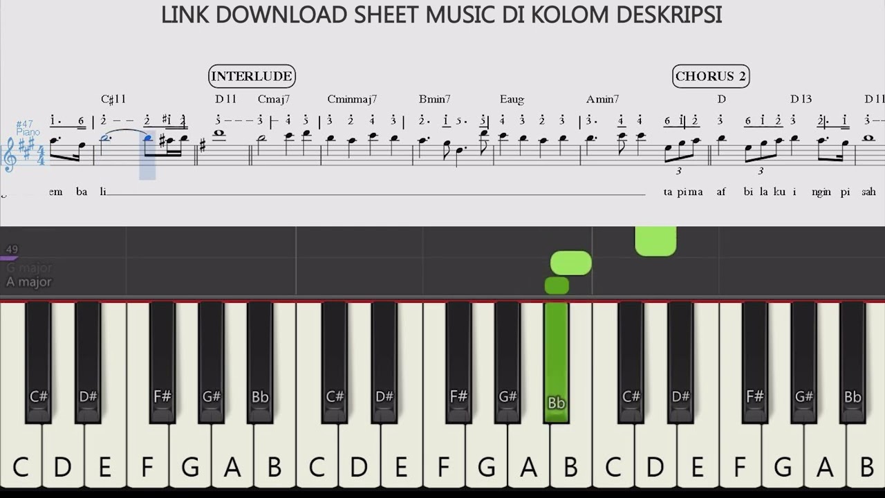 Tutorial Piano Ku Ingin Pisah - Nabila Taqiyyah (Not Balok + Not Angka + Chord + Lirik)