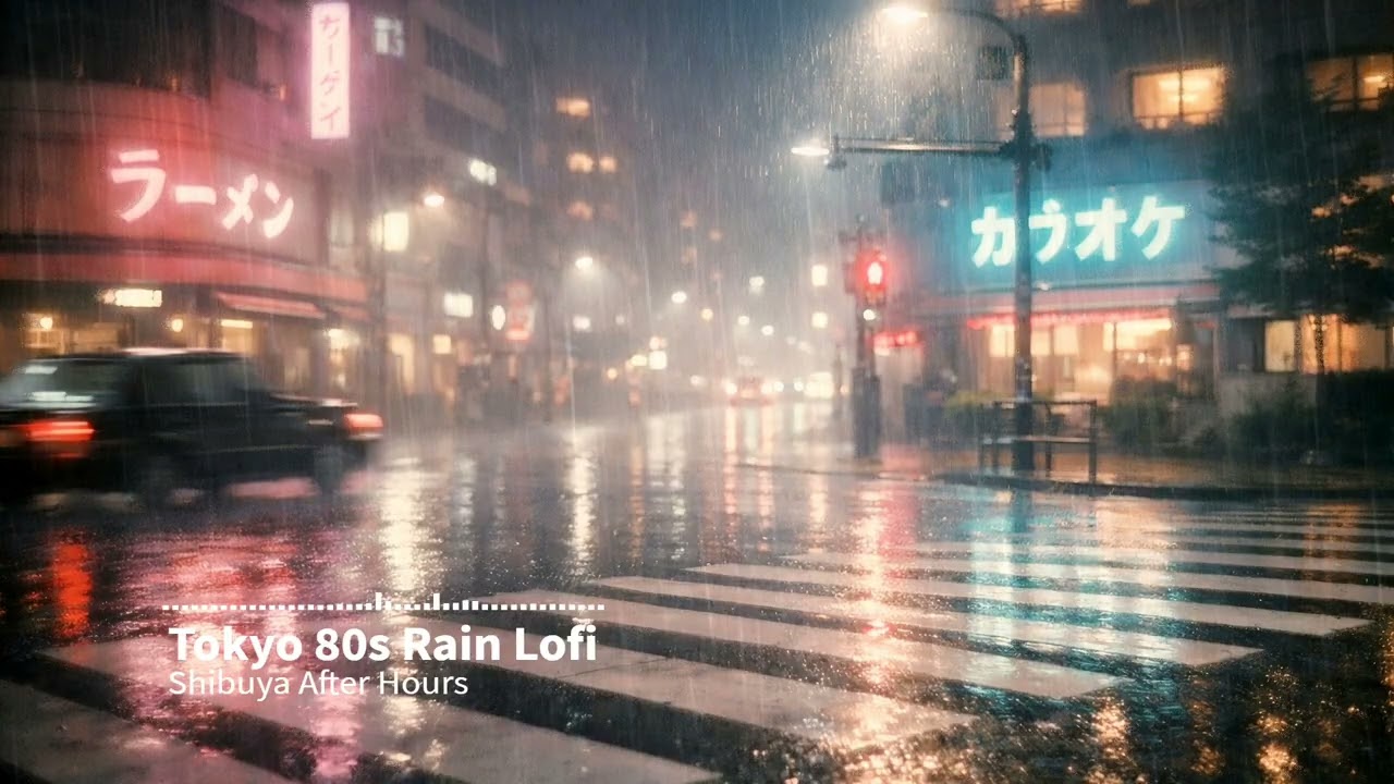 Tokyo 80s Rain Lofi 🌧️ 2 Hour Study & Chill Mix | Shibuya After Hours