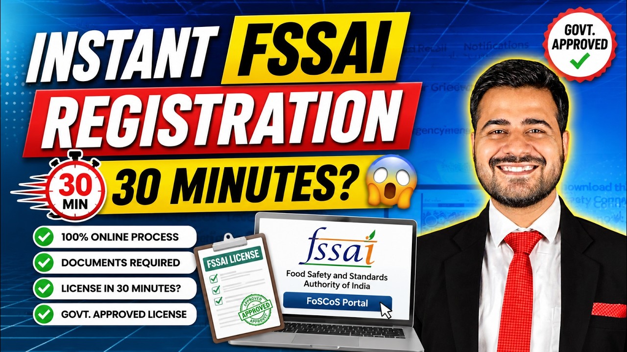 FSSAI Registration Online 2026 | Instant Food License Process Step-by-Step (Hindi) | Full Process