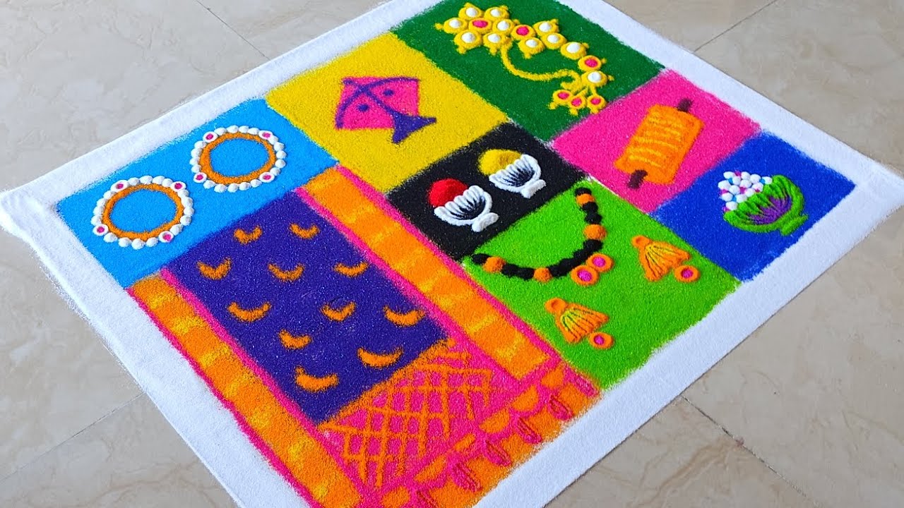 मकर संक्रांत रांगोळी | Makar Sankranti Special Rangoli | Haldi Kunku Rangoli #rangoli #satisfying