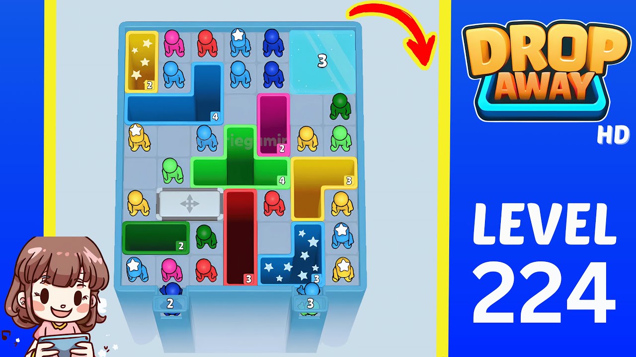 Drop Away Level 224 Solution Walkthrough