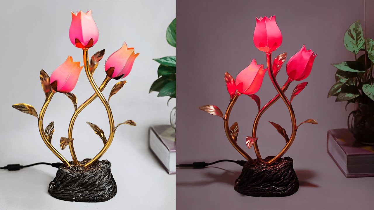 DIY How to Make from PVC Pipe Night lamp making || Table lamp showpiece