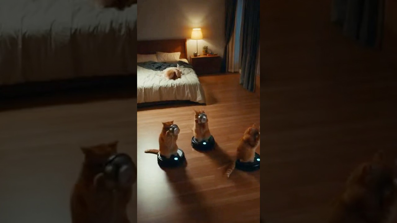 POV: Your cats formed a protest at 3AM 🤖🐱🥣 #roomba
