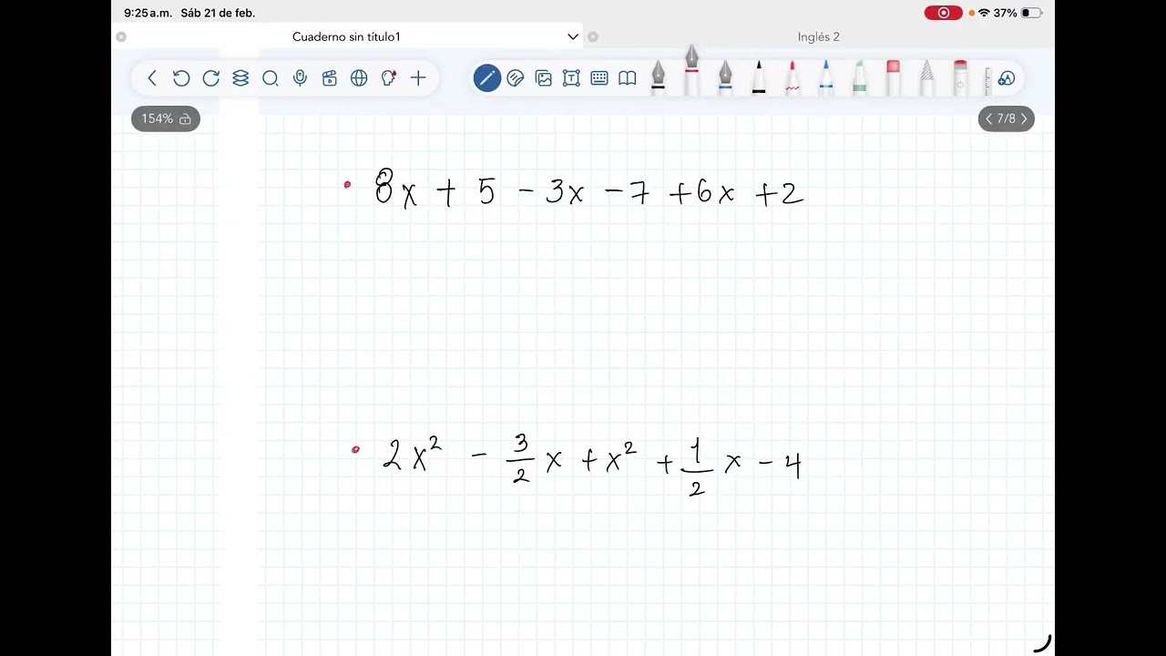 Suma de expresiones algebraicas