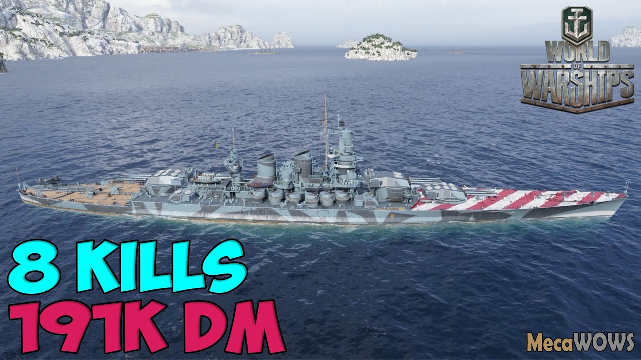 World of WarShips | Roma  | 8 KILLS | 191K Damage - Replay Gameplay 4K 60 fps