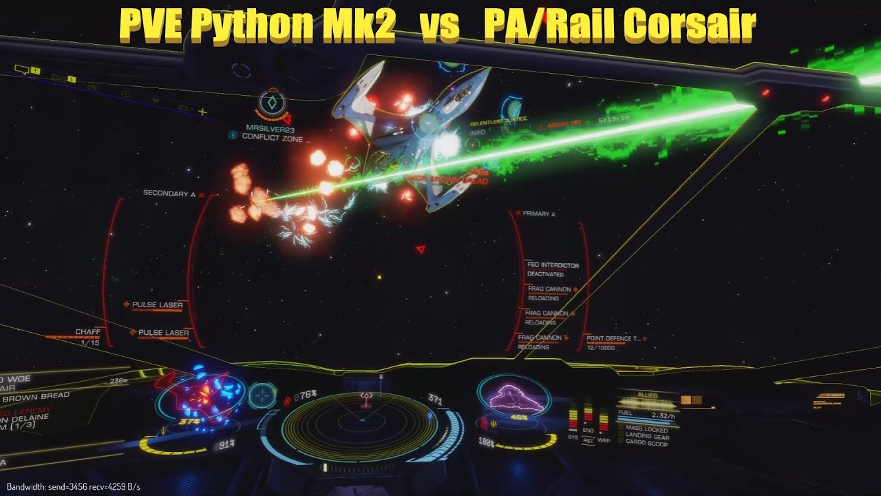 Elite Dangerous PVP: PVE Python Mk2 vs PA Rail Corsair feat Cmdr Brown Bread