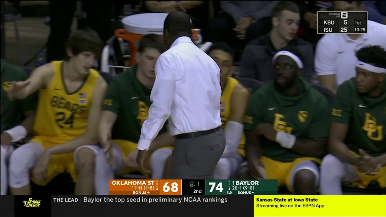 Kicked out with Class- Oklahoma State head coach Mike Boynton against Baylor