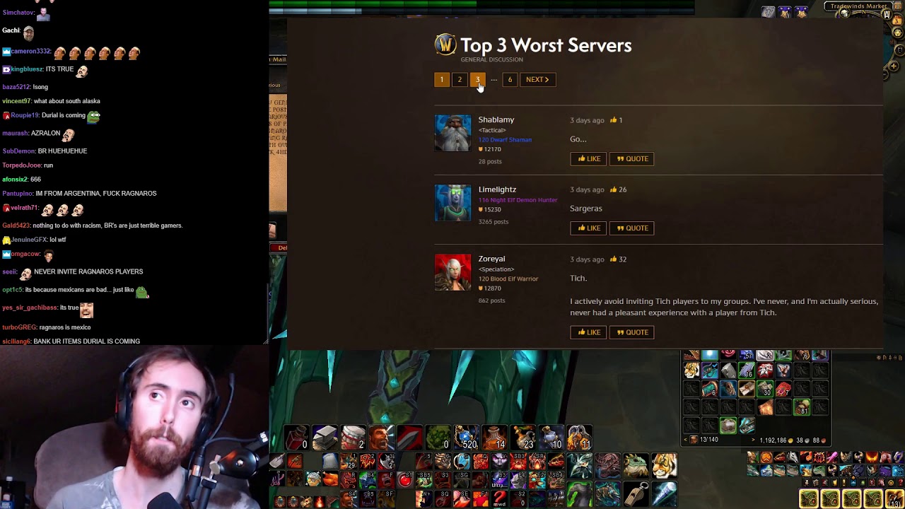 Asmongold Reacts to the General Forums and Talks About Latin American/Brazilian Servers