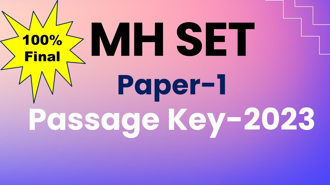 MH SET Paper-1 Passage Final  Answer Key 2023