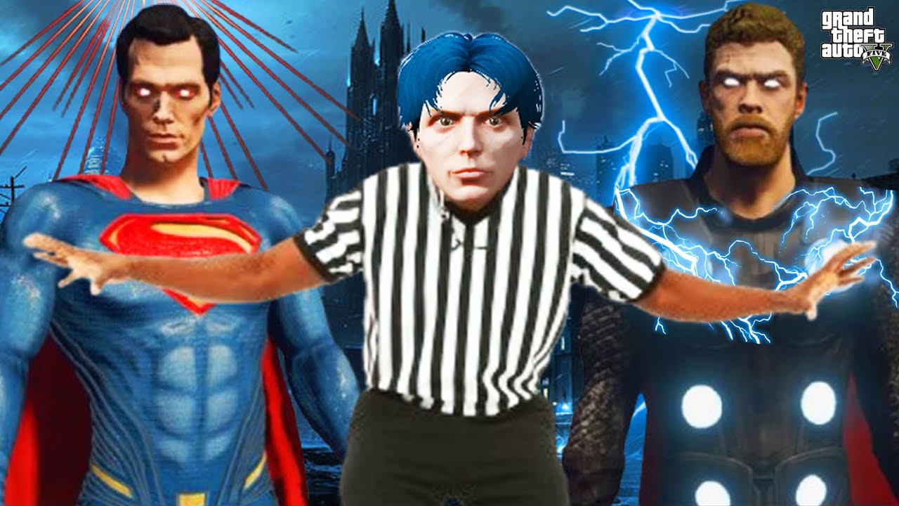မိုးကြိုးနတ်ဘုရား Thorနဲ့ Supermanတို့ရဲ့အကြမ်းစားတိုက်ပွဲ/ Superman Vs Thor in GTA V