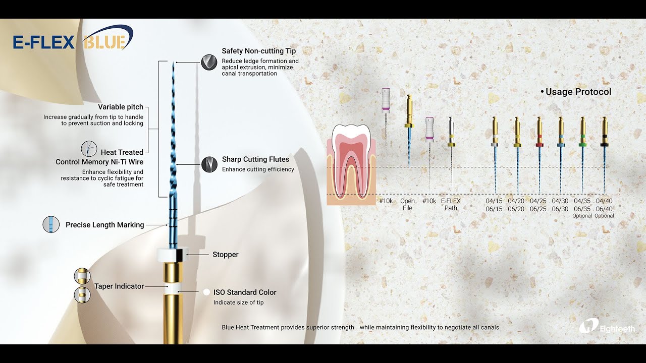 Eighteeth E-Flex Blue Files - Heat-Treated Endo Rotary Files Demo & Guide
