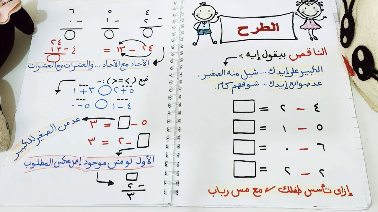الطرح والمربع السحرى لمرحلة الكى جى بأغنيه سهلة وبسيطة 💪💪