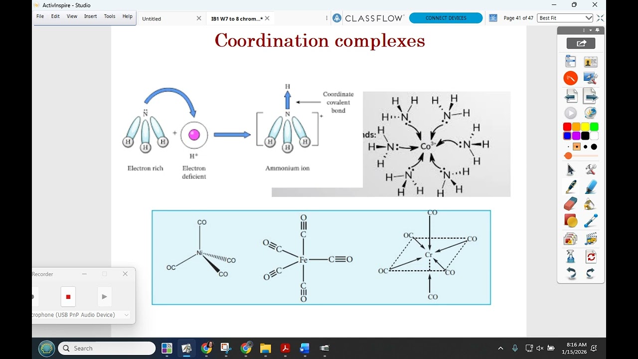 IB1 1/15 review of colored complexes