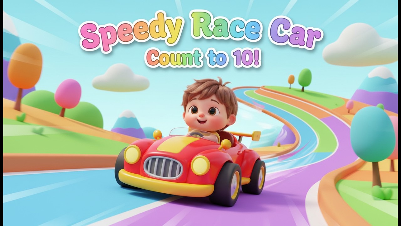 Speedy Race Car — Count to Ten Fast Song – Nursery Rhyme, Toddler Learning, Counting Fun