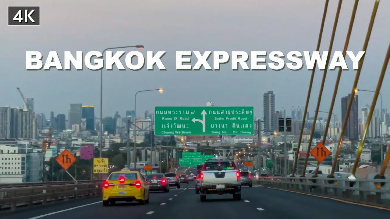 【4K】Bangkok Expressway drive 25 km The toll fee is 2$ (Dec.2020)