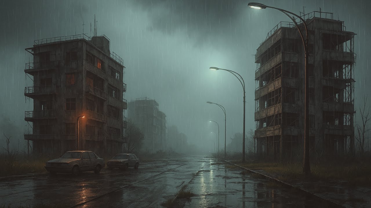 You are Alone in an Abandoned City - Dystopian Sleep | Dark Post-Apocalyptic Rain Ambience Music