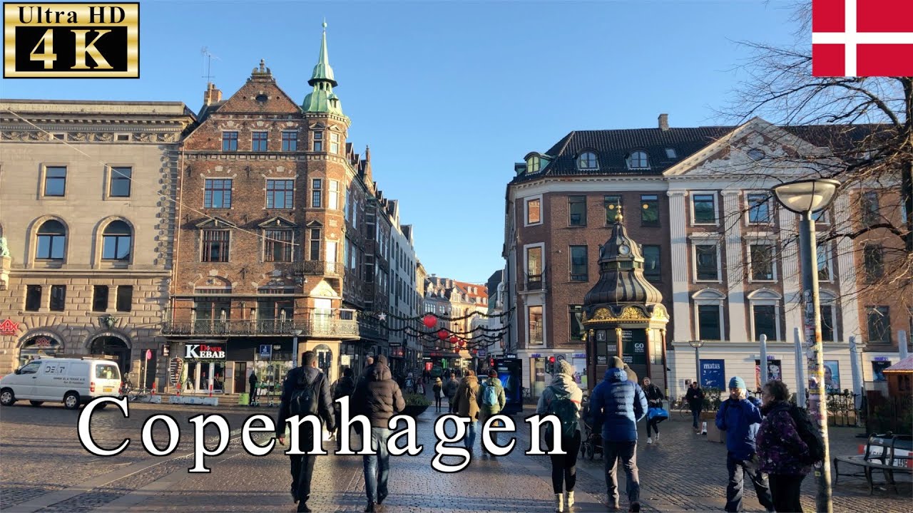 🇩🇰Copenhagen Winter Walk - City Hall Square -【4K 60fps】