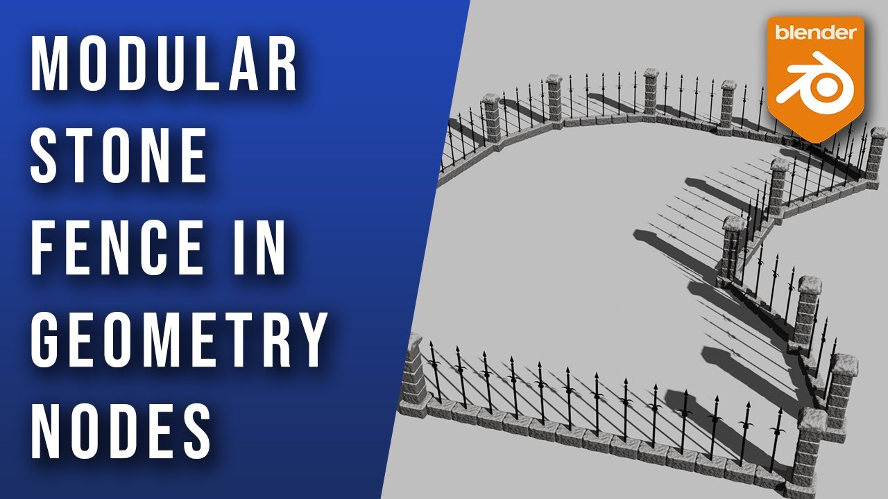 Modular Stone Fence with Geometry Nodes | Blender Modular Game Assets | Time lapse + Realtime