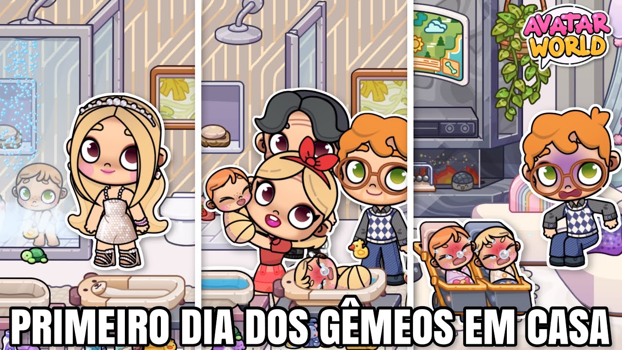 ROTINA PRIMEIRO DIA DOS GÊMEOS EM CASA 🍼 (Avatar World)