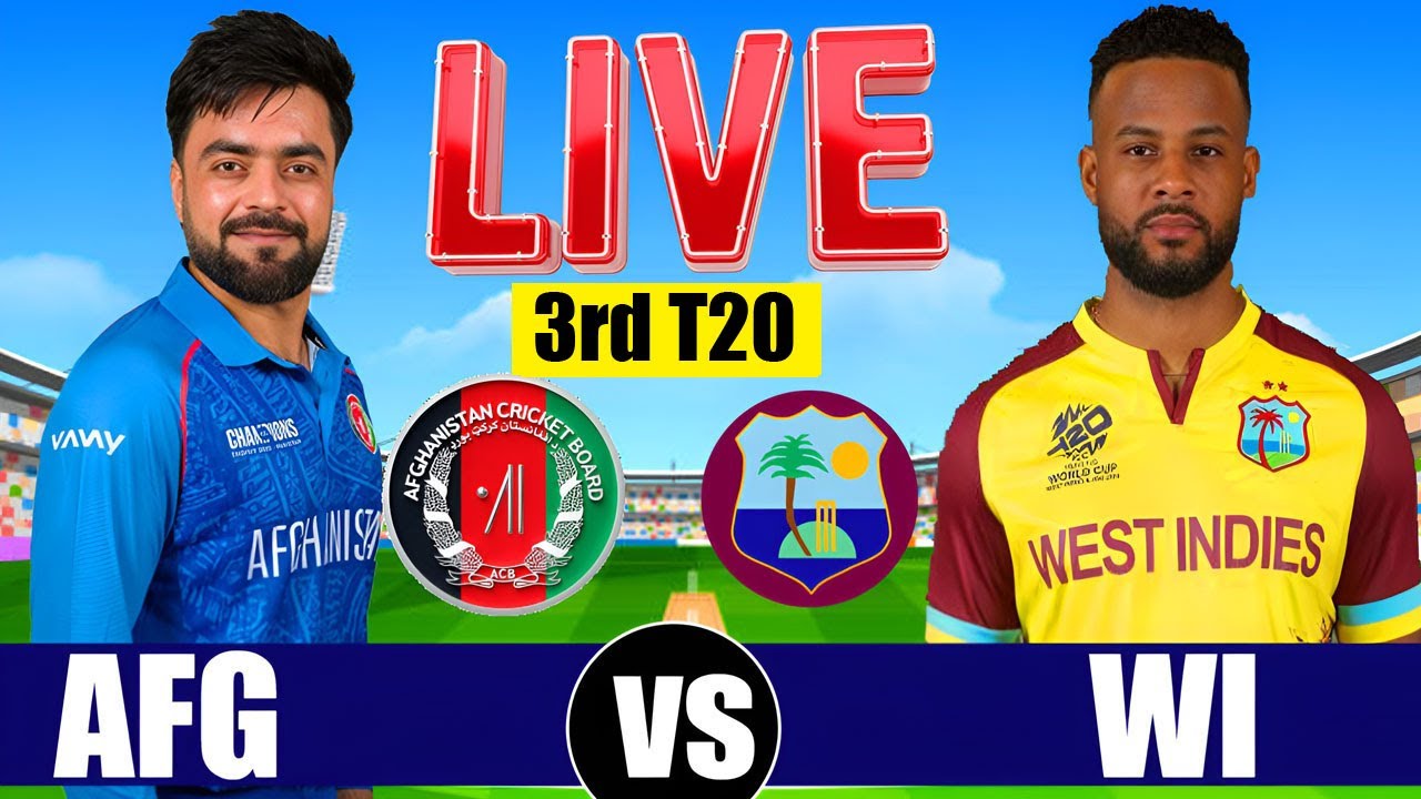 🛑WI vs AFG, 3rd Match | Afghanistan v West Indies 2026 - Live Cricket Match Score Commentary 1st Inn